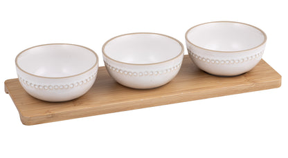 Cameo Ivory 4 Piece Bowl & Tray Set