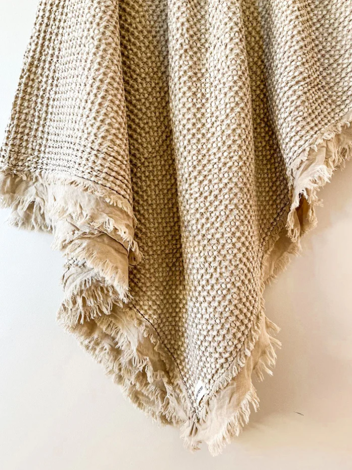 Organic Cotton Rustic Waffle Throw Blankets