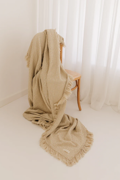 Organic Cotton Rustic Waffle Throw Blankets