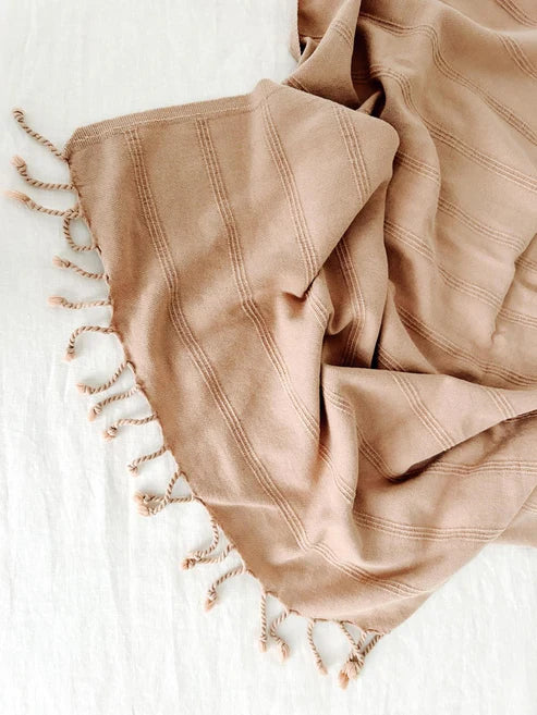 Demre Stonewashed Turkish Cotton Throw - Nude